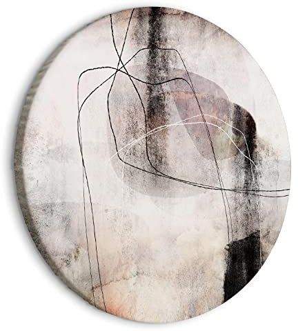 murando - runde Bilder Abstrakt 40x40 cm Leinwandbild 1 tlg Kunstdruck modern Wandbilder XXL Wanddekoration Design Wand Bild geometrische Muster Linien grau schwarz wie gemalt a-A-10292-bc-a