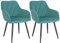 WOLTU 2er Set Esszimmerstühle mit Armlehne Rückenlehne, für Esszimmer Wohnzimmer Küche, Bequeme Küchenstühle gepolstert mit Samtbezug, Metallbeinen, Türkis