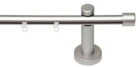 Garesa Gardinenstange Kea Ø 20mm, 1-läufig, Chrom, matt I Aluminium Vorhangstange inkl. Gleiter I Endknopf Kappe I Für mittelschwere Vorhänge I 170cm
