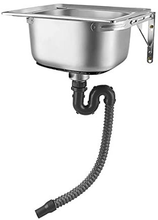 Fregadero simple, fregadero de estilo rústico, fregadero de cocina, fregadero de pared para uso general, fregadero de pared con grifos de agua fría y caliente, para bares, tiendas, jardines ( Size : 4