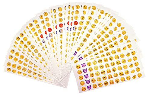 JZK Gelbe Emoticon Smile Aufkleber – 36 Blatt für Wand, Laptop, Partydekoration und Kinderbelohnungen