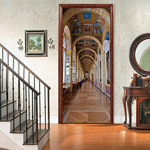 Türtapete Selbstklebend Türfolie Türposter 3D Vintage Luxuspalast 80 X 200 Cm Vinyl Folie Türdeko Tapete Wandbild Türaufkleber Türtattoo - Kinderzimmer Wohnzimmer Küche Schlafzimmer Tür Fotos
