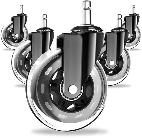 COSYLAND Rollen für Bürostühle 5pcs -11mm x 22 mm Bürostuhl Rollen - Gummirollen für Bürostuhl - Sehr Leise Hartbodenrollen - Passend für 99% Bürostuhlrollen