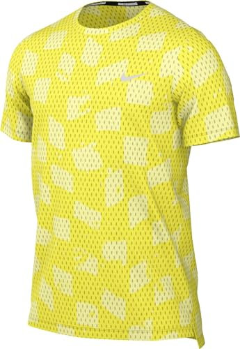 Nike Men's M Nk Df Miler Ss Dye Short Sleeve top, Opti Yellow/Reflective Silv, XL