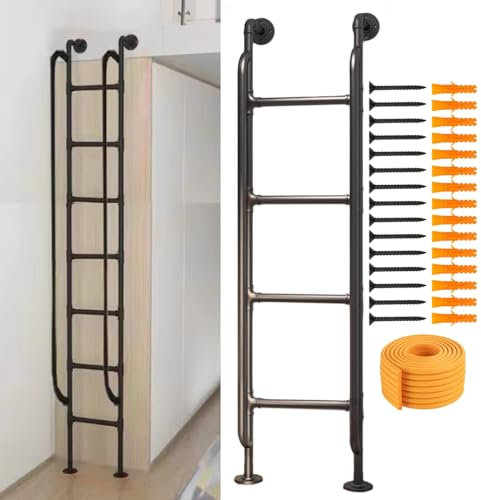Hochbett Leiter Dachbodenleiter Mit Sprossendeckeln, Handläufe Hardware Fensterschacht, Kellerausgang, Fluchtleitern, Etagenbett-Leiter-Ersatz, Anhänger Heim ( Color : Black , Size : 46inch/3.8ft/117c