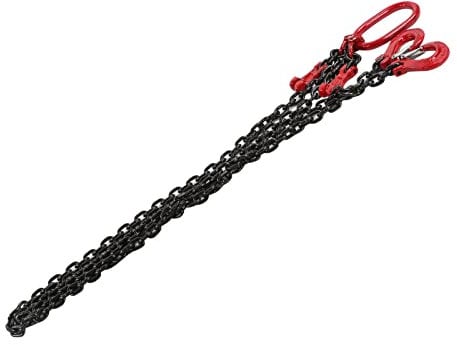 Kettengehänge 1 Strang, Abschleppkette, Verstellbare Hebekette, Hebekettenschlinge, 2 Haken, verstellbar für Kranbetrieb, 2 Meter, 4,75 Tonnen, 8 mm