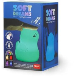 Legami - Soft Dreams wiederaufladbares Nachtlicht für Kinder, Thema Dino, mehrfarbig, inkl. USB C Kabel, 8,3 x 13 cm