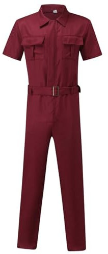 2024 Salopette da Uomo Tuta da Lavoro Taglie Forti Tuta Intera Maniche Corte Pagliaccetto Salopette con Cerniera Completo Intero da Lavoro Cotone Comoda Tuta Meccanica con Molte Tasche per Artigiani