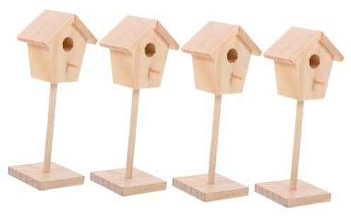 TOYANDONA 4 Stück Winziger Vogelkäfig-requisit Puppenhaus Vogelkäfig-Ornament Gefälschter Vogelkäfig Unbemalt Mini-vogelhaus Aus Holz Für Die Dekoration