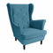 SEELLOO Sessel Hocker Ohrensessel Wohnzimmer Relaxsessel Samt Fernsehsessel Lounge Modern Schlafzimmer Bequem Loungesessel, Hellblau, 95 x 81 x 102 cm