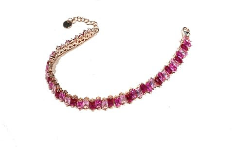 diWa Jewels Bracciale tipo tennis zirconi fucsia argento sterling rosé