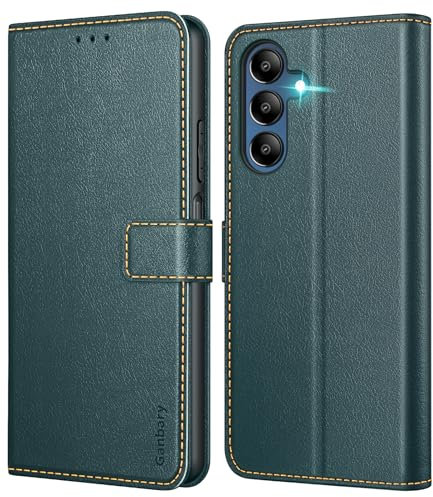 Ganbary Handyhülle für Samsung Galaxy A15 / A15 5G Hülle, Premium Leder Klapphülle [Kartenschlitzen] [Magnetverschluss] [Standfunktion] kompatibel mit Samsung Galaxy A15 Schutzhülle, Dunkelgrün