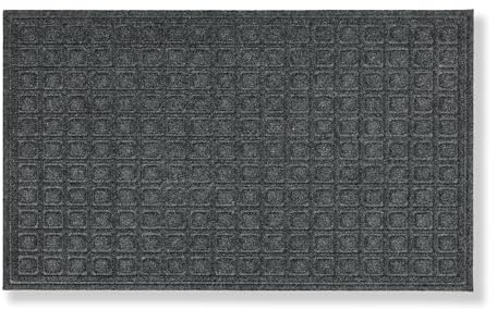 Wetterfeste Fussmatte aussen rutschfest - Grau 45 x 75 cm (Rechteckig) | Schmutzfangmatte Outdoor Türmatte für Eingangsbereich Schmutzabweisende Fußmatte strapazierfähig Fußabtreter moderne Designs