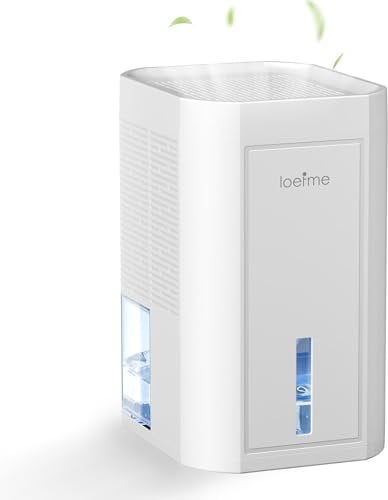 LOEFME 1000ml Mini-Luftentfeuchter, 7-farbige LED-Lichter, tragbarer und ultraleiser Luftentfeuchter elektrisch in Weiß, ideal für Schlafzimmer, Badezimmer, Kleiderschrank und Ankleidezimmer