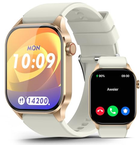 SOUYIE Smartwatch Damen Herren, 2.04 AMOLED-Display Smart Watch, 136+ Sportmodus IP68 Wasserdicht Fitnessuhr mit Herzfrequenzmonitor Schlafmonitor Schrittzähler für iOS Android