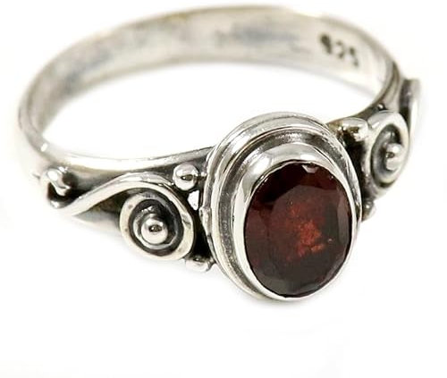 SILVERNROCK Granat facettiert Edelstein-Bandring für Herren und Damen alle Größen Geschenkartikel 925 Sterlingsilber-Ring handgefertigter Schmuck ERG-192C_63 (20.1)