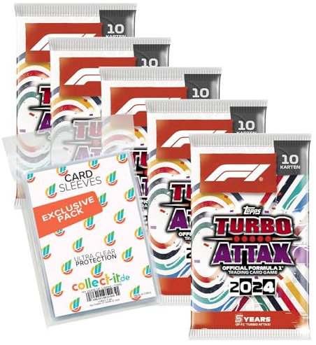 Bundle mit Topps - Turbo Attax Formel 1 2024-5 Booster + Exklusive Collect-it Hüllen