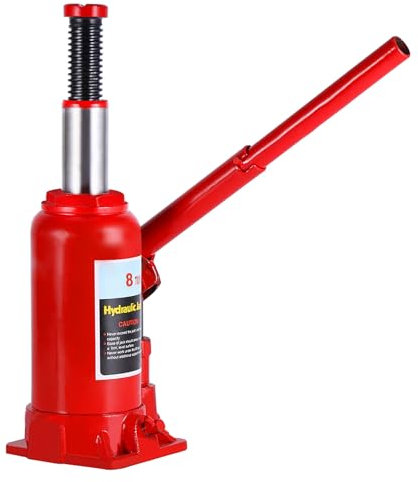 8T Hydraulic Jack, Whole Body Casting with Thickened Steel Plate, Skid Resistance Top, with Release Oil Return Valve for Easy descent. Ideal for Automotive, Construction,