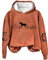 Damen-Kapuzenpullover mit Pferdemotiv, lässig, langärmelig, weich, bedruckt, Winter-Sweatshirt, Top, athletische Jacke für Damen, Orange, M