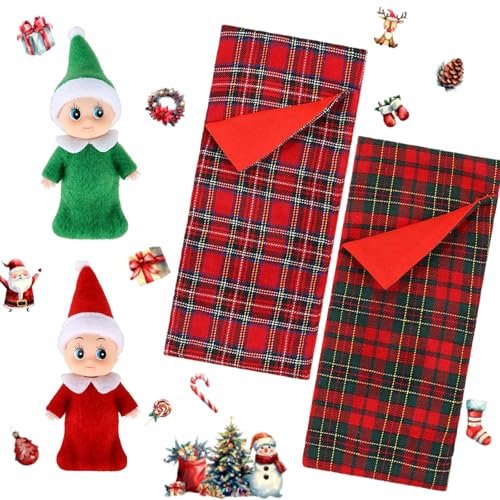 Weihnachtselfen Zubehör, Puppen Weihnachtselfen, Weihnachtselfen Wichtelpuppe, mit Weihnachtselfe Schlafsack, Weihnachts Puppen Dekorationen, für Elfenpuppe Zubehör(B)