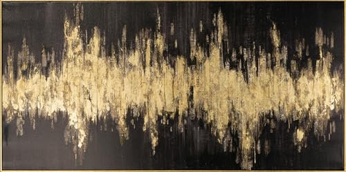 Art Universe Gemälde Abstrakte Kunst - Goldstrahlen, 70x140 cm, Wandbild, Wohnzimmer, Heimbüro