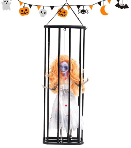ycezw Sensor Gefangener Geist Ornament | Halloween Sensing Gefangener Geist Anhänger Gruseliges Ornament - Gag Witz Streich Requisiten Saisonale Dekoration mit Bewegungsmelder für Wohnzimmer, Bar
