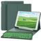 GKABXY Étui avec clavier pour iPad 9/8/7 génération (2021/2020/2019) - Coque arrière en TPU souple de 10,2 avec porte-stylo, rétroéclairage 7 couleurs, clavier Bluetooth magnétique amovible, vert