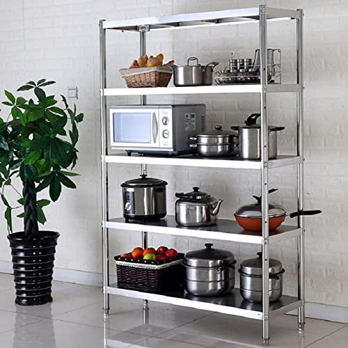 Kücheninsel mit 5 Ebenen, Bäckerregal und Mikrowellenständer, Haushalts-Aufbewahrung, Organizer, Regal, 80 cm Höhe