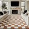 HUGEAR Teppich Kariert Hochflor Teppich Wohnzimmer 240X300cm Teppich Beige Schlafzimmer Rutschfester Kinderteppich Flauschig Weicher und GemüTlicher Carpet Living Room Kinder Teppich Mädchen Jungs