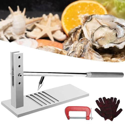 Oyster Shucker Machine, Oyster Clam Opener Machine, Adjustable Stainless Steel Oyster Shucker Tool Set with Glove Seafood Tool, Oyster Shell Opener Machine, for Restaurant & Homes, Oyster Knife