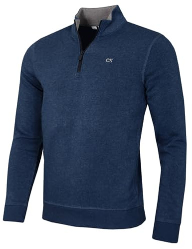 Calvin Klein Mens Rocky Half Zip Supersoft Sweater - Denim Marl - XXL