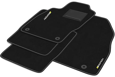 DHCarMats | Tappetini Auto Ricamati per Opel Corsa D dal 2006 al 2014 | Tappeti Macchina in Moquette Antiscivolo Decorati Personalizzati | Interno Abitacolo - Kit Completo Anteriore e Posteriore