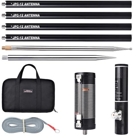 JPC-12 HF Antenna for Ham Radio, 7MHz - 50MHz All Band Vertical Antenna with Slide Regulator, 40m - 6m, 8 Bands, Portable for Outdoor Use
