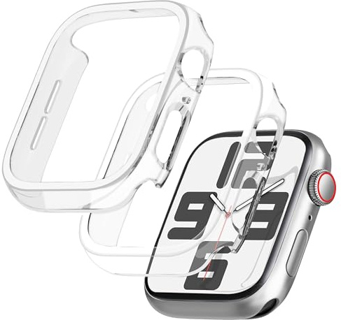 GEEDOOWIN 2 Stück [Nein Displayschutz] Schutzhülle für Apple Watch SE 3 (2025) / SE2 / SE/Series 6/5/4 44mm, Ultradünne Rundum Rahmen Stoßstange hülle, Schockfest Hart PC Gehäuse Schutz, klar