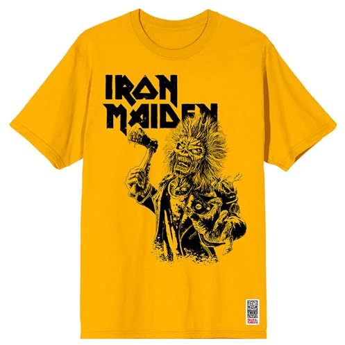 Rock Off officially licensed products Iron Maiden Est 1975 Eddie Axe Graphic T Shirt XL Yellow