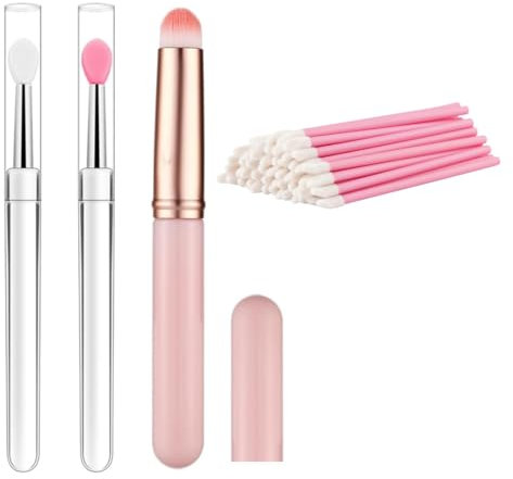 GHPKOTW 33 Pièces Pinceaux Lèvre, Applicateur de Rouge à Lèvres, Jetable Brosse pour Brillant à Lèvre,Pinceaux à Lèvres en Silicone Réutilisables pour Rouge à Lèvres, Fard à Paupières et Masque Crème