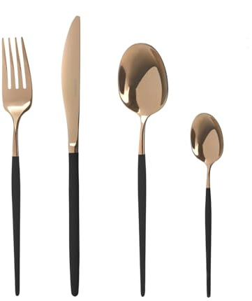 Set 24 posate bordeaux e champagne Luxy acciaio inox