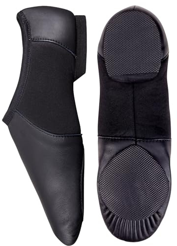 Kids Jazz Shoes Girls Split Sole Leather AeroFlex Style - UK C13.5 - Black