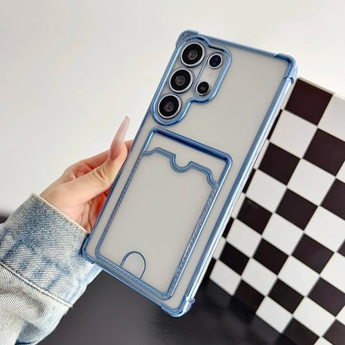 JIASHM für Samsung S23 Plus Kartenfach Brieftasche Klarsichthülle Ultra Plating Cover (für Samsung S23 Plus/Blau)