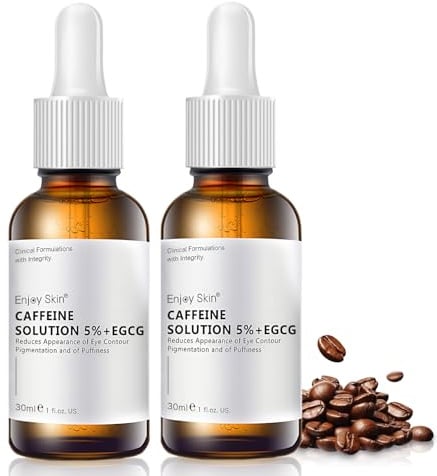 2PCS Caffeine Solution 5% + EGCG,Augenserum Anti-Aging,Koffein-Augenserum | Augenserum,bekämpft Augenringe und Schwellungen, mildert Fältchen, wirkt Anti-Aging. Für ein jugendliches Aussehen. 30 ml.