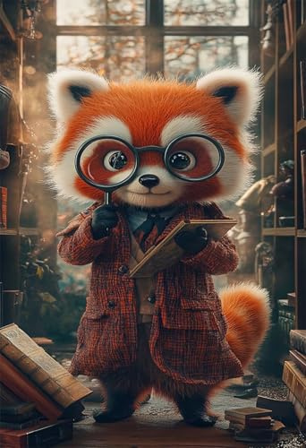 Jigsaw Puzzles for Adults 50, Bookshelf Animal Foxs Puzzles for Adults, Challenging Puzzle Games, Difficult Puzzle 50 Pieces
