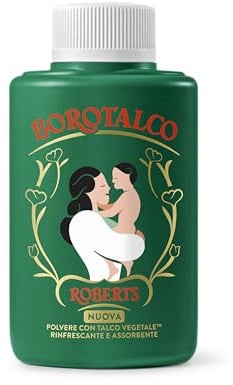 Borotalco, Polvere con Talco Vegetale, Azione Rinfrescante e Assorbente, per Pelli Sensibili, Formula 100% Vegetale, Profumo di Borotalco, Dermatologicamente Testato, Barattolo 70 g