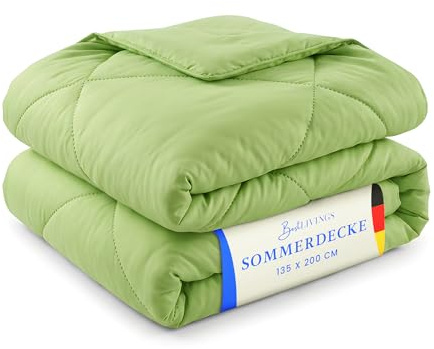 Bestlivings Bettdecke (Grün) waschbar ohne Bezug nutzbar - 135 x 200 cm - leichte Sommerdecke ÖKO-Tex 100 Zertifiziert und waschbar bei 60°C, Leicht, Atmungsaktiv Ideal für Reisen