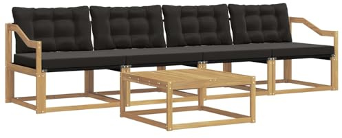 vidaXL Outdoor-Sofagarnitur 5 pcs Weiß und Schwarz 79 x 79 x 37 cm, Garten, modernes Outdoor-Sofa, Lounge-Set für die Terrasse, stylisches Möbel, bequemes Sitzen