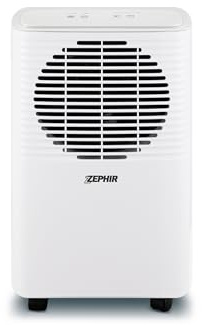 Zephir, Deumidificatore 10 Litri, 205W, Serbatoio d'Acqua 2 Litri, Timer 24 ore, Sensore Umidità, Volume Aria 105 m³/h,Bianco (Ricondizionato)