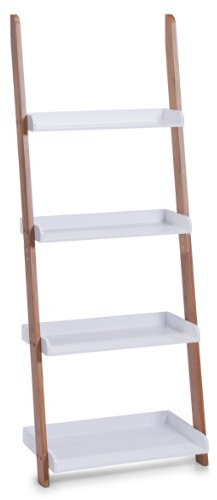 Zeller 18632 Leiter-Regal mit 4 Böden, Bamboo/Mitteldichte Holzfaserplatte (MDF), 55 x 30 x 145 cm, weiß