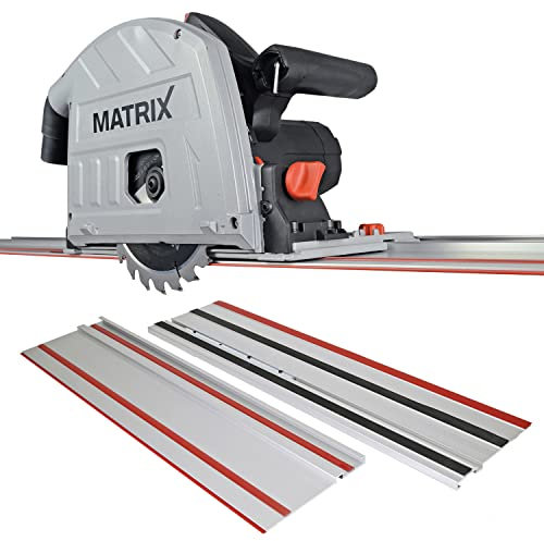 Matrix scie circulaire scie circulaire manuelle scie plongeante TRS 1400-64 | 1400 watts | 70mm de profondeur de coupe | 190mm lame de scie | rail de guidage 140cm inclus | vitesse réglable