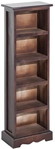 HOMCOM Mobiletto Scaffale Porta CD con 5 Ripiani di Archivazione in Legno Marrone 30x 17x 90cm