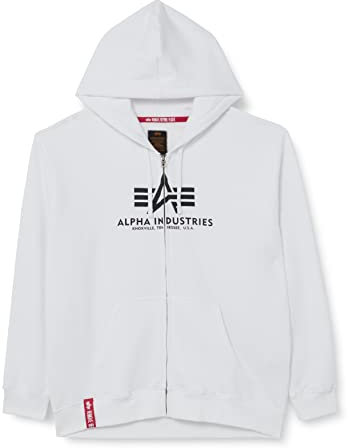 Alpha Industries Herren Basic Zip Hoody Kapuzensweat Für Kapuzenpullover, Weiß, M EU