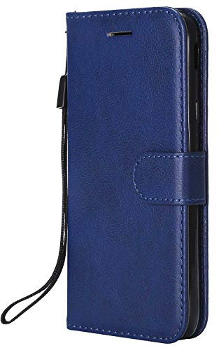 DENDICO Coque pour Galaxy J3 2017, PU en Cuir Coque Portefeuille Étui Housse, Design Classique TPU Coque pour Samsung Galaxy J3 2017 - Bleu Marin
